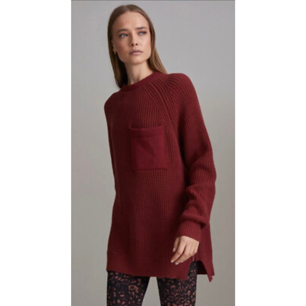 Varley Matteson sweater knit red zippers S